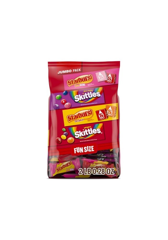 Wrigley's Skittles Starburst Fun Size Chewy Candy Assorted Variety Individually Wrapped 3228 Ounces Bulk Bag - Image 1