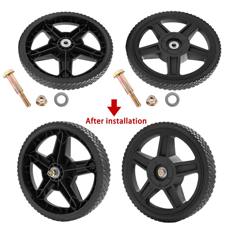 Parts Camp قطع غيار عربة جزازة العشب مجموعة عجلات 6 بوصة لعجلات عربة الدفع 6 بوصة (مجموعة من 2) - Image 5