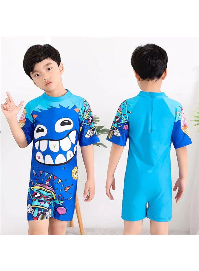 Loquat Children's Swimwear Boys' Cartoon Cute Sun Protection Boys' Bao Students Surfing Swimwear Hot Spring Swimwear-Color:Coconut Tree Dinosaur-split- - Image 4
