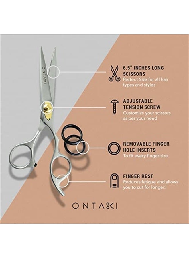 Ontaki مقص قص الشعر أونتاكي 6.5" - مقصات فولاذية يابانية لللحية والشارب - أداة مطروقة يدويًا للحلاقين، الرجال والنساء - مقصات شعر حادة - Image 5