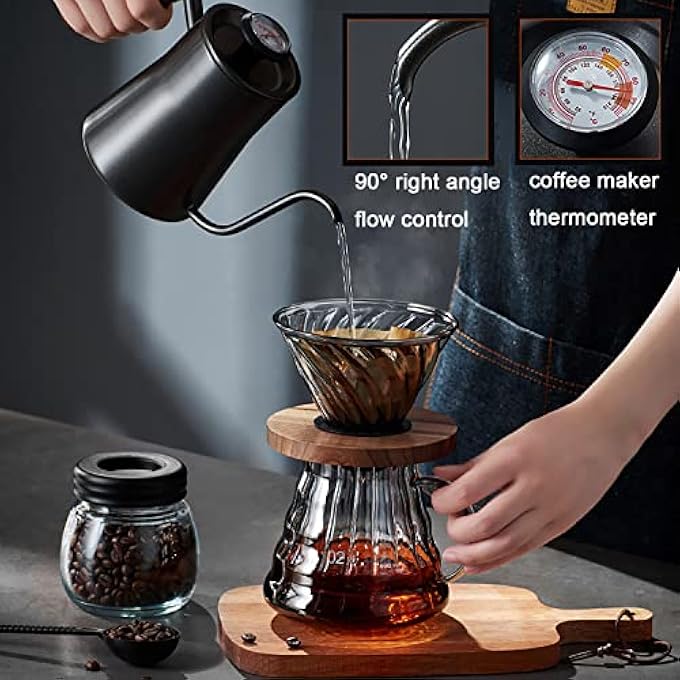 Aohellfe Hand Brew Coffee Maker Set Coffee Accessory Tools 7 Piece Home Grinder Combination Sharing Pot Coffee Brewing Appliances Black - Image 4