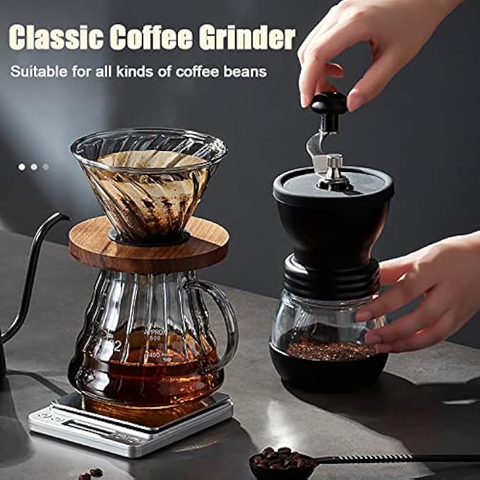 Aohellfe Hand Brew Coffee Maker Set Coffee Accessory Tools 7 Piece Home Grinder Combination Sharing Pot Coffee Brewing Appliances Black - Image 5