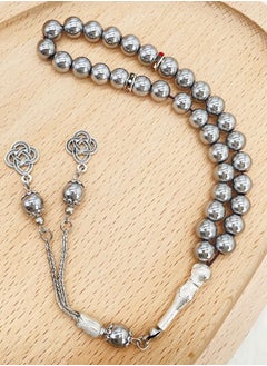 Fianser Tasbih 8mm Prayer Beads 33 Silver Muslim Islamic Arabic Tassels Exquisite Luxury Handmade  - Image 1