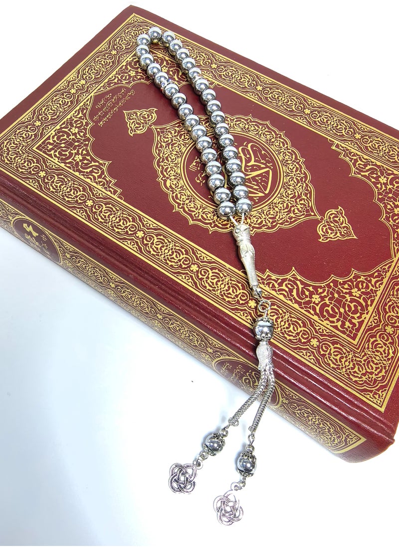 Fianser Tasbih 8mm Prayer Beads 33 Silver Muslim Islamic Arabic Tassels Exquisite Luxury Handmade  - Image 3