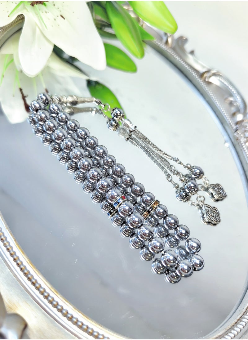 Fianser Tasbih 8mm Prayer Beads 33 Silver Muslim Islamic Arabic Tassels Exquisite Luxury Handmade  - Image 4