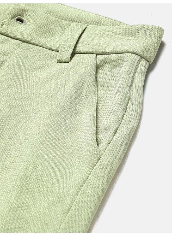 Kotty KOTTY Women's High Rise Cotton Blend Relaxed Fit Trousers Sage Green  - Image 5