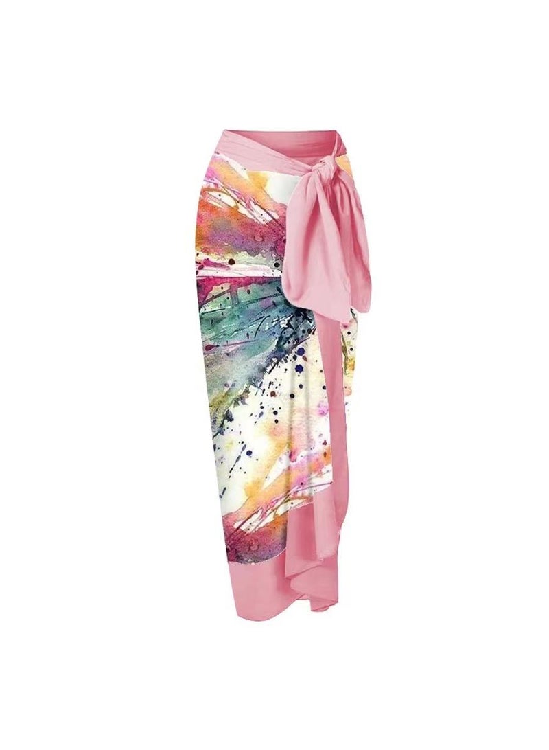 Y&D 2-Piece Women Single Shoulder Lotus Leaf Edge Printed Swimsuit With Skirt Holiday Beach Dress Female Retro Swimwear Vintage Surf Wear Summer  - Image 3