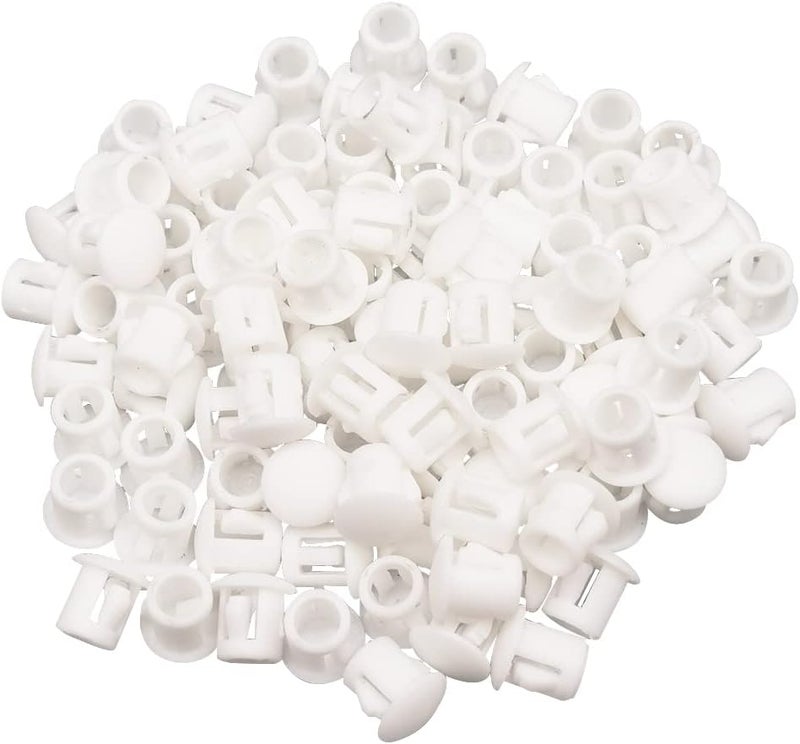 Alamic Hole Plugs 1/4" Plastic Flush Type Hole Plugs for 5.5-6mm Hole Snap in Locking Hole Tube Screw Caps Drilling Cover Plugs Fastener Covers for Kitchen Cabinet Furniture White 100 Pack - Image 1