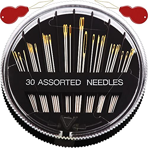 JollMono Premium 30/60 Pack Sewing Needles for Hand Sewing Repair with 2 Threaders, 6 Sizes Assorted Large Eye Stitching Needles for Embroidery and Handsewing - Image 1