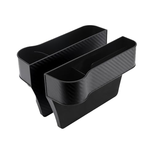 Jimikay Car Seat Gap Filler Organizer 2 Pack, Multifunctional Auto Console Side Storage Box with Cup Holders & Phone Holder, Premium PU Leather Car Front Seat Organizer for Drinks, Sunglasses, Keys - Image 1