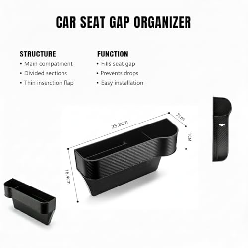 Jimikay Car Seat Gap Filler Organizer 2 Pack, Multifunctional Auto Console Side Storage Box with Cup Holders & Phone Holder, Premium PU Leather Car Front Seat Organizer for Drinks, Sunglasses, Keys - Image 2