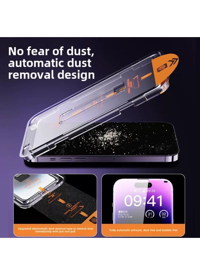 Generic - Iphone16pro Tempered Film Apple 15promax Seconds Sticker Mobile Phone Film 13 Dust Removal Bin Tempered Film 11 Pull-Color:Dust Removal Chamber  (with Packaging)-Size:iPhone12mini - Image 1