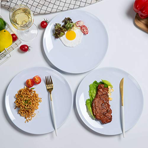 Webbylee Melamine Dinner Plates - 6pcs 10inch Dinnerware Dishes Set for Indoor and Outdoor Use, Break-resistant, White - Image 3