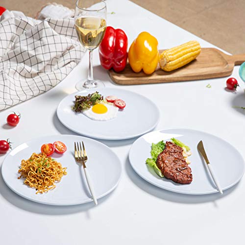 Webbylee Melamine Dinner Plates - 6pcs 10inch Dinnerware Dishes Set for Indoor and Outdoor Use, Break-resistant, White - Image 5