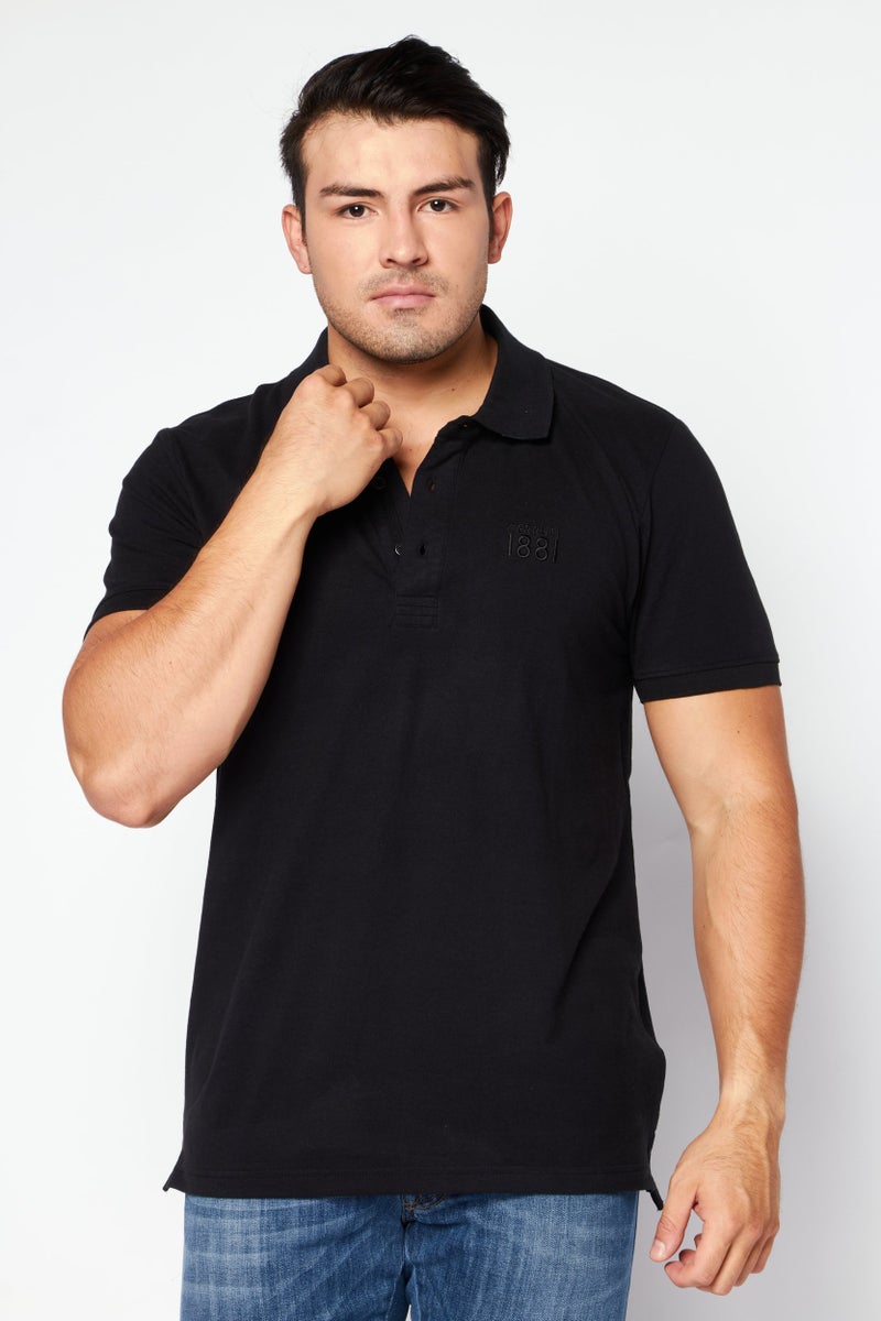 CERRUTI 1881 Men Regular Fit Embroidered Short Sleeves Polo Shirt, Black - Image 1