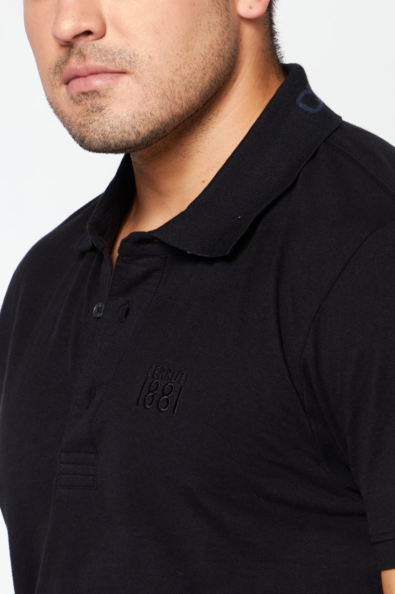 CERRUTI 1881 Men Regular Fit Embroidered Short Sleeves Polo Shirt, Black - Image 3