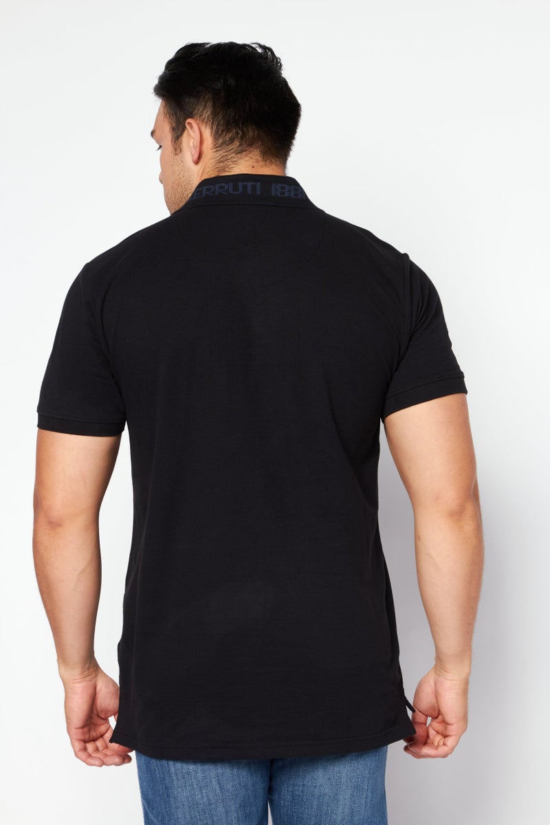 CERRUTI 1881 Men Regular Fit Embroidered Short Sleeves Polo Shirt, Black - Image 4