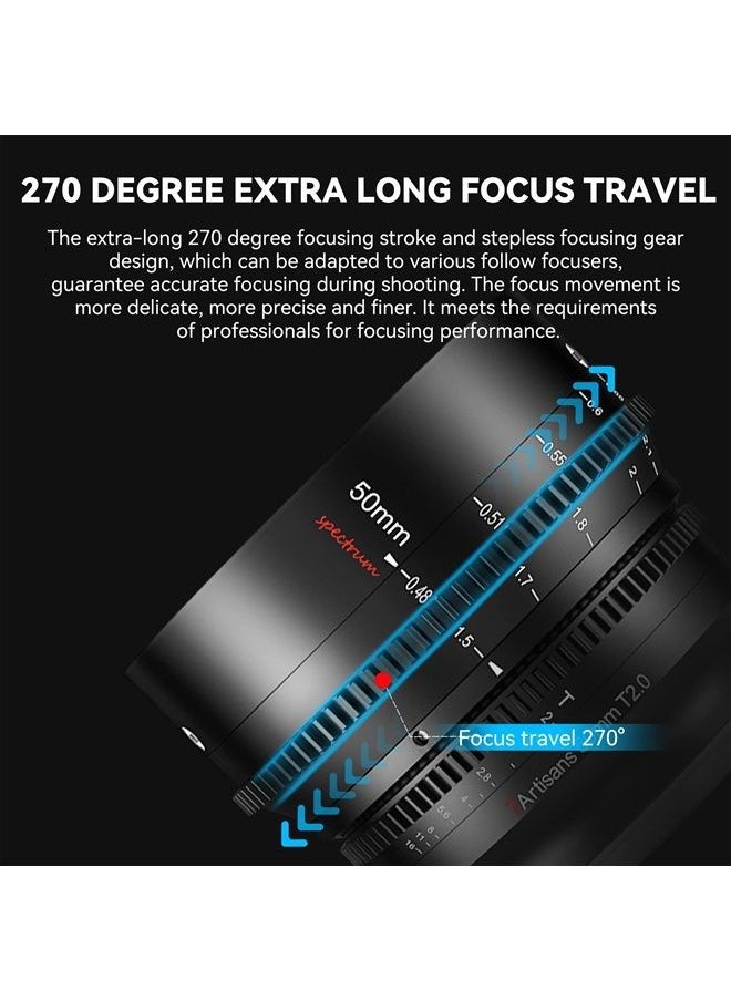 7artisans - 50mm T2.0 Large Aperture Full Frame Cine Lens Compatible for Nikon Z-Mount, Manual Focus Low Distortion Cinema Lens Mirrorless Cameras for Nikon Z5 Z6 Z7 Z9 Z50 Z6II Z7II ZFC, Black - Image 1