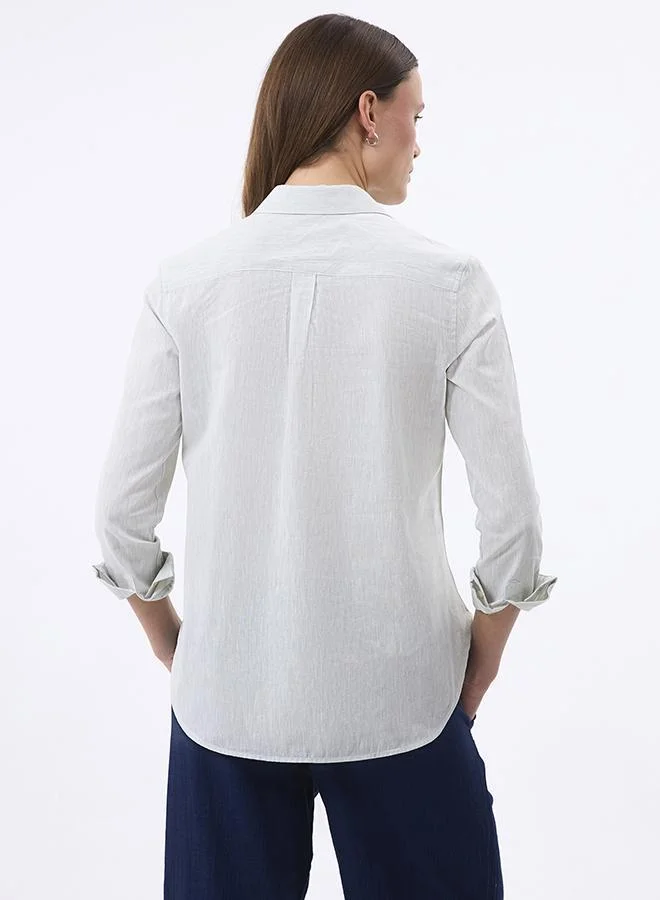 FELIX HARDY Mottled Lightgreen Linen Blended Shirt for Women for Women | Best Price UAE