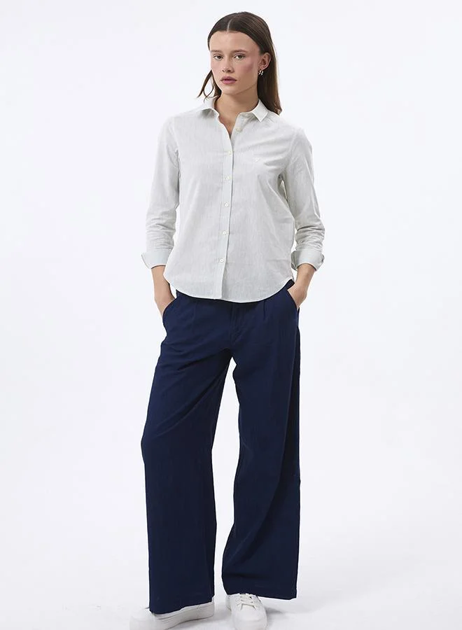 FELIX HARDY Mottled Lightgreen Linen Blended Shirt for Women for Women | Best Price UAE