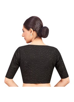 Studio Shringaar Studio Shringaar Women's Readymade Polyester Elbow Length Sleeves Saree Blouse with Mirror Work (Black, 36)  - Image 2