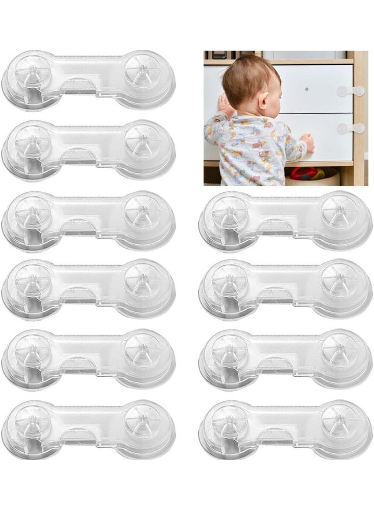 10 Pack Childproof Refrigerator Lock, Baby Safety Cabinet Door Lock, Self Adhesive Household Babies Drawer Securing Locks, Multi-Purpose Childproof Latches for Furniture Cupboards，Easy to Install, no Tools Need or Drill -Transparent - Image 1