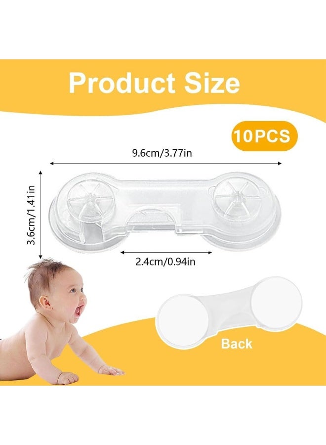 10 Pack Childproof Refrigerator Lock, Baby Safety Cabinet Door Lock, Self Adhesive Household Babies Drawer Securing Locks, Multi-Purpose Childproof Latches for Furniture Cupboards，Easy to Install, no Tools Need or Drill -Transparent - Image 2
