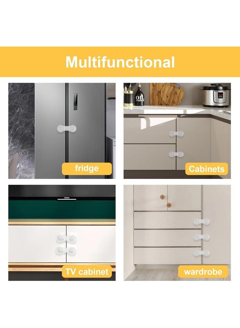 10 Pack Childproof Refrigerator Lock, Baby Safety Cabinet Door Lock, Self Adhesive Household Babies Drawer Securing Locks, Multi-Purpose Childproof Latches for Furniture Cupboards，Easy to Install, no Tools Need or Drill -Transparent - Image 3