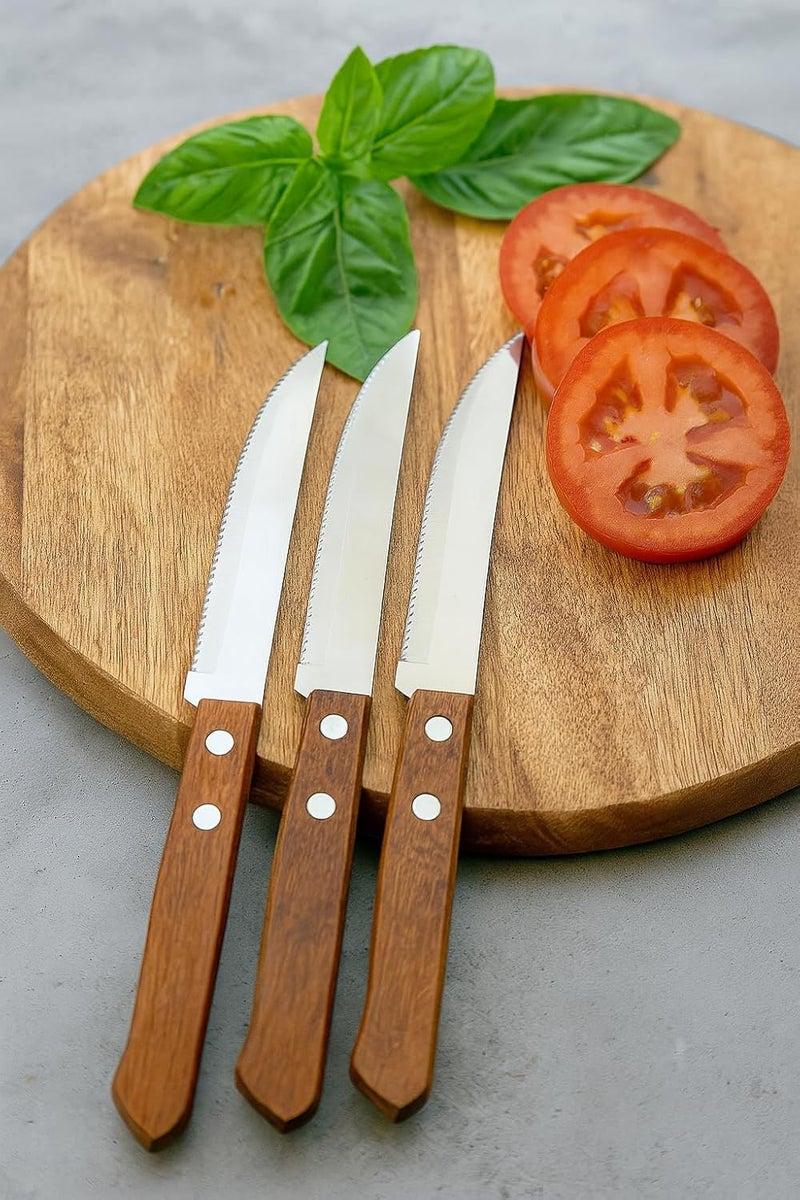 B&D مجموعة سكاكين ستيك 3 قطع من B&D بمقابض خشبية - Image 2