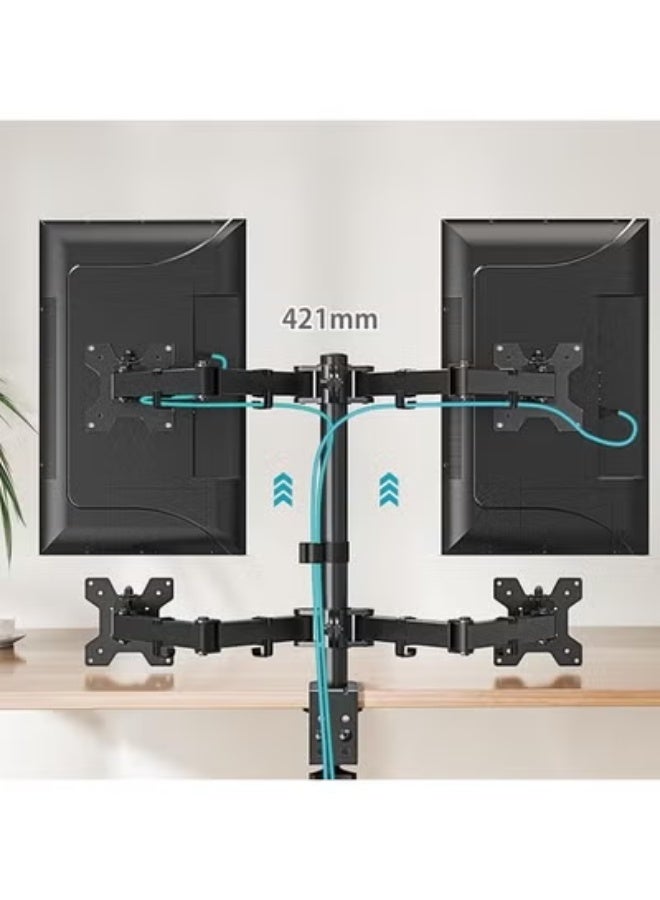 Dual Monitor Stand for 2 Screens, Vertical Mount, Fits 13-27 Inch Displays, Load Capacity 17.7 lbs (8 kg) per Screen, VESA Compatible, Grommet & Clamp Mount - Image 2