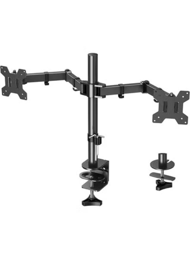 Dual Monitor Stand for 2 Screens, Vertical Mount, Fits 13-27 Inch Displays, Load Capacity 17.7 lbs (8 kg) per Screen, VESA Compatible, Grommet & Clamp Mount - Image 1
