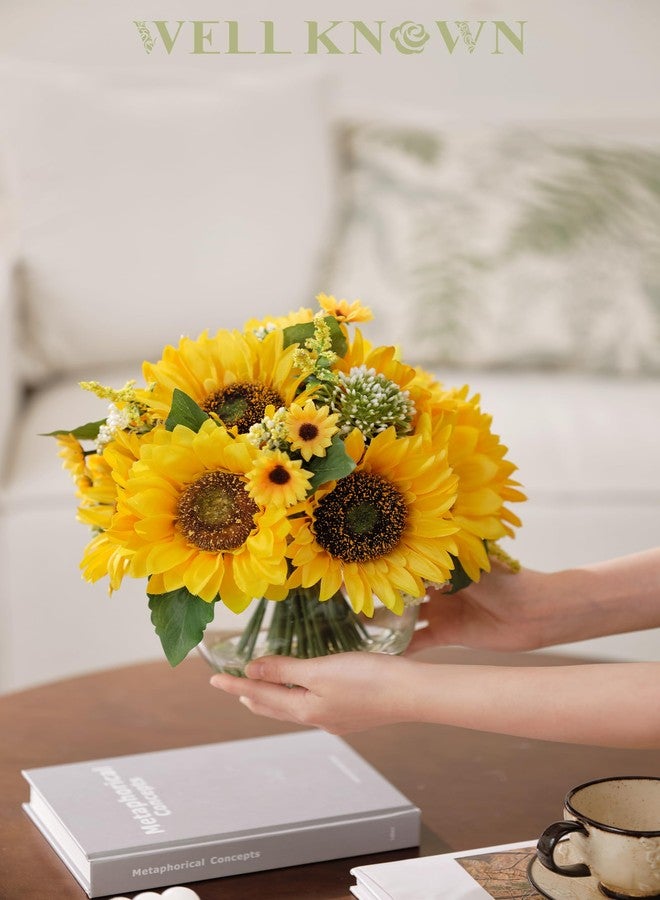 WELL KNOWN Sunflower Decor Arrangement as Table Centerpieces, Artificial Flowers in Vase for Home Decor Yellow Sunflower Centerpieces for Dinning Tea Coffee Table and Kitchen Decor & Gift - Image 3