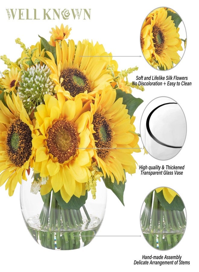 WELL KNOWN Sunflower Decor Arrangement as Table Centerpieces, Artificial Flowers in Vase for Home Decor Yellow Sunflower Centerpieces for Dinning Tea Coffee Table and Kitchen Decor & Gift - Image 5