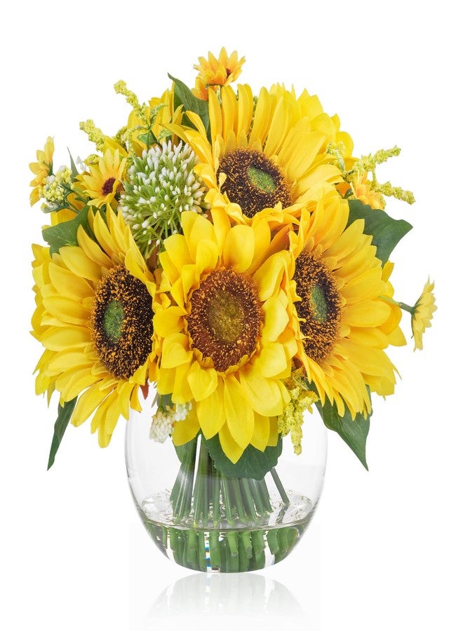 WELL KNOWN Sunflower Decor Arrangement as Table Centerpieces, Artificial Flowers in Vase for Home Decor Yellow Sunflower Centerpieces for Dinning Tea Coffee Table and Kitchen Decor & Gift - Image 1