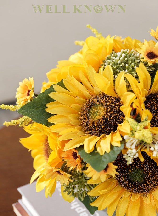 WELL KNOWN Sunflower Decor Arrangement as Table Centerpieces, Artificial Flowers in Vase for Home Decor Yellow Sunflower Centerpieces for Dinning Tea Coffee Table and Kitchen Decor & Gift - Image 4