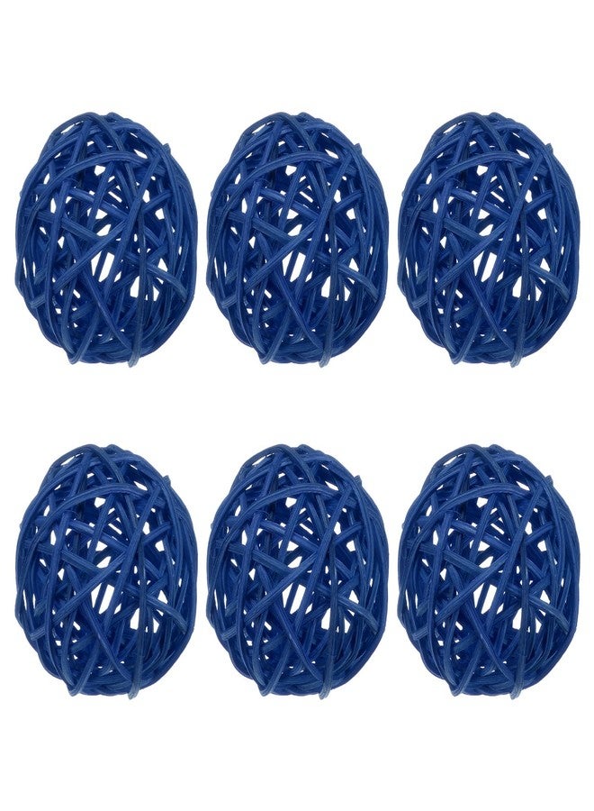 M METERXITY 6-Pack Wicker Rattan Balls 80mm/3.2 Inch Decorative Rattan Balls Orbs Vase Fillers Bowl Fillers for Christmas/Weddings/Thanksgiving/DIY Crafts/Home Decor [Blue] - Image 1