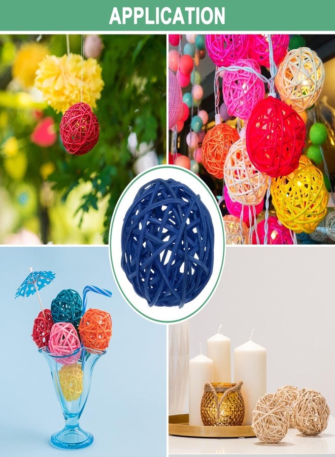 M METERXITY 6-Pack Wicker Rattan Balls 80mm/3.2 Inch Decorative Rattan Balls Orbs Vase Fillers Bowl Fillers for Christmas/Weddings/Thanksgiving/DIY Crafts/Home Decor [Blue] - Image 5