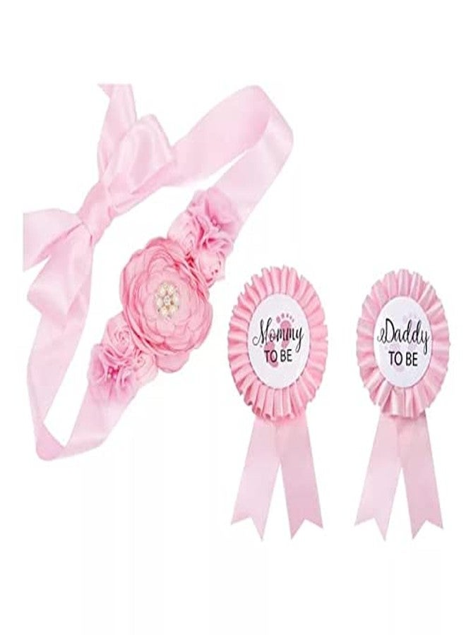 PATICARRY Baby Shower Decorations Set, Pink Maternity Daddy Corsage, Tinplate Badge Pins, 61.4x3.7in - Image 2