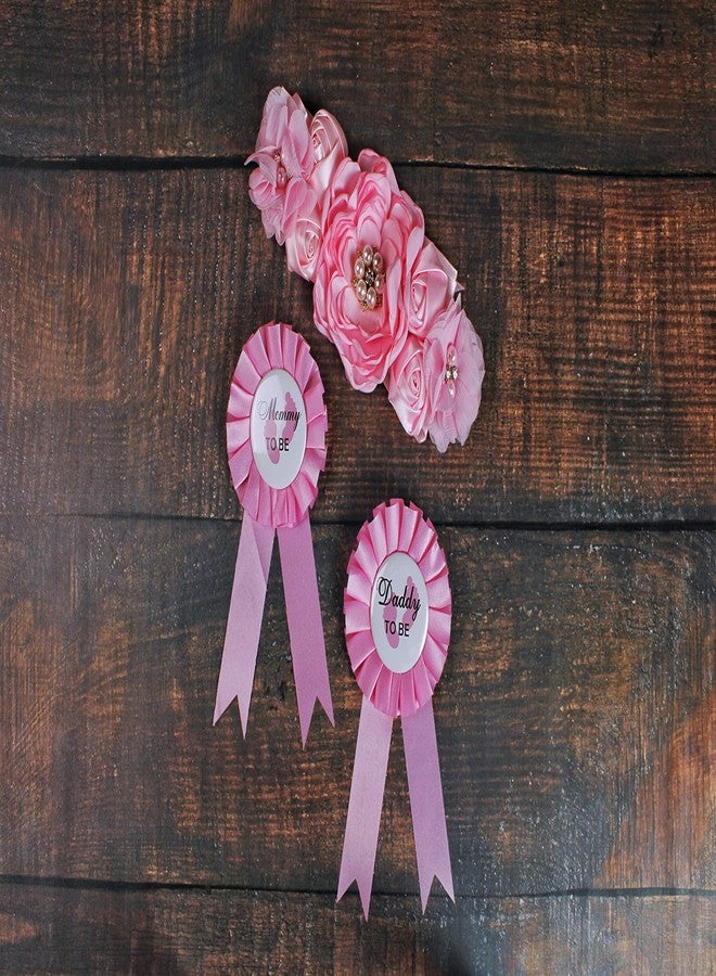 PATICARRY Baby Shower Decorations Set, Pink Maternity Daddy Corsage, Tinplate Badge Pins, 61.4x3.7in - Image 3