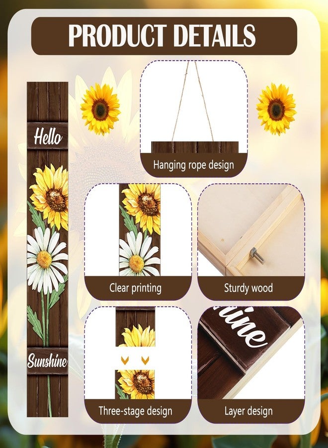 Threehoney Wooden Welcome Porch Sign 47" Spring Front Door Decor with Sunflower Daisy Rustic Vertical Standing Farmhouse Sign Gift Accents for Spring Holiday Home Outdoor Yard Patio Entryway - Image 4