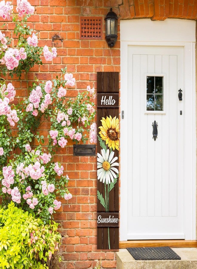 Threehoney Wooden Welcome Porch Sign 47" Spring Front Door Decor with Sunflower Daisy Rustic Vertical Standing Farmhouse Sign Gift Accents for Spring Holiday Home Outdoor Yard Patio Entryway - Image 2