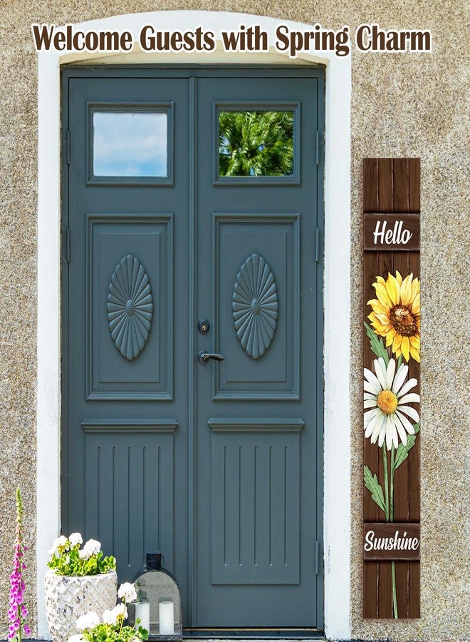 Threehoney Wooden Welcome Porch Sign 47" Spring Front Door Decor with Sunflower Daisy Rustic Vertical Standing Farmhouse Sign Gift Accents for Spring Holiday Home Outdoor Yard Patio Entryway - Image 5