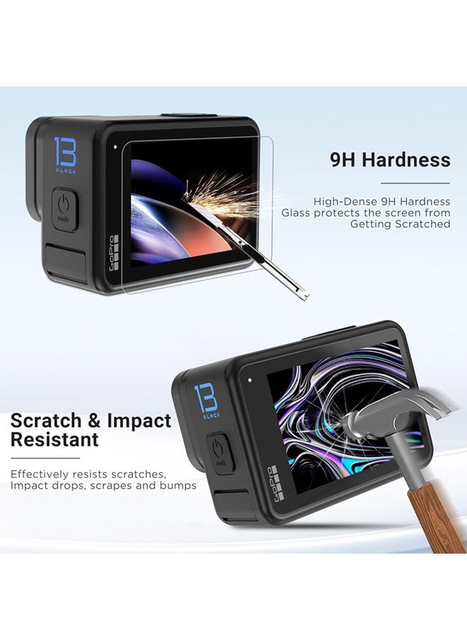 SJet 2 PACK Screen Protector for GoPro Hero 13, Ultrathin Clear Tempered Glass Screen Protector with Camera Lens Cap  - Image 3