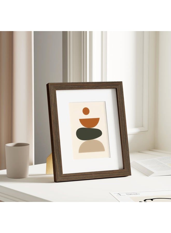 Vittanly 8x10 Picture Frame - Solid Wood Frame with Shatterproof Plexiglass, Includes 5x7 Mat, Wall Hanging or Tabletop Display for Photos, Art, Home & Office Decor (Brown, 1 Pack) - Image 4