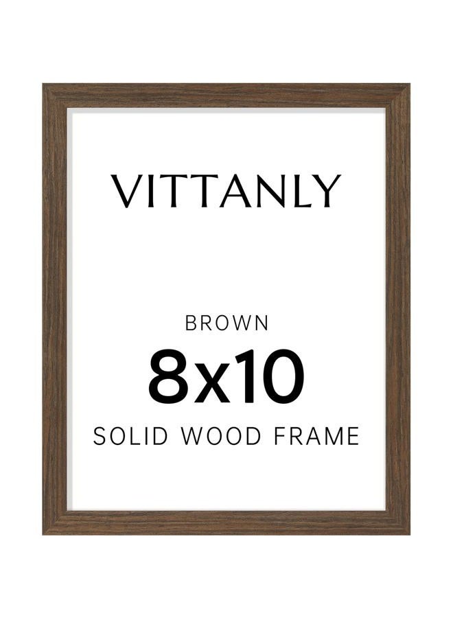 Vittanly 8x10 Picture Frame - Solid Wood Frame with Shatterproof Plexiglass, Includes 5x7 Mat, Wall Hanging or Tabletop Display for Photos, Art, Home & Office Decor (Brown, 1 Pack) - Image 1