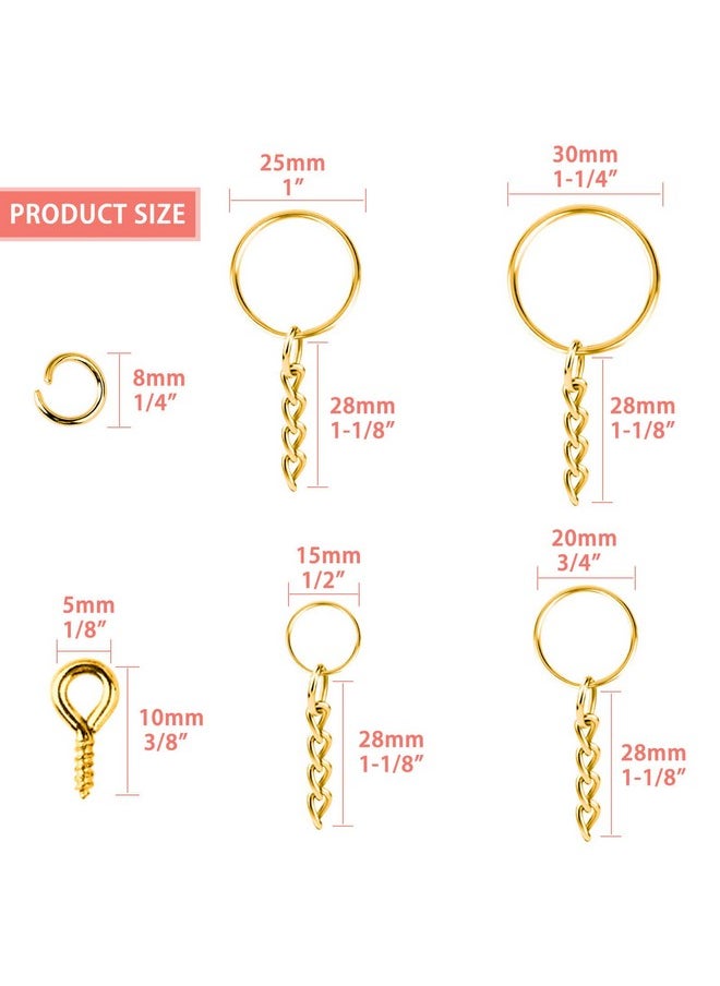 shynek - Key Ring With Chain Shynek 360Pcs Gold Keychain Rings With Jump Rings And Screw Eye Pins Bulk For Resin Diy Crafts And Jewelry Making - Image 1