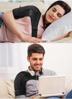 قطوب دعم الكتف الكتف ضغط الأكمام مع كيس الثلج وسادة الضغط هي الخيار المثالي لتخفيف آلام الكتف ، وإعادة التأهيل من إصابات الكتف ، علاج الجليد الساخن للرجال والنساء .  - Image 2