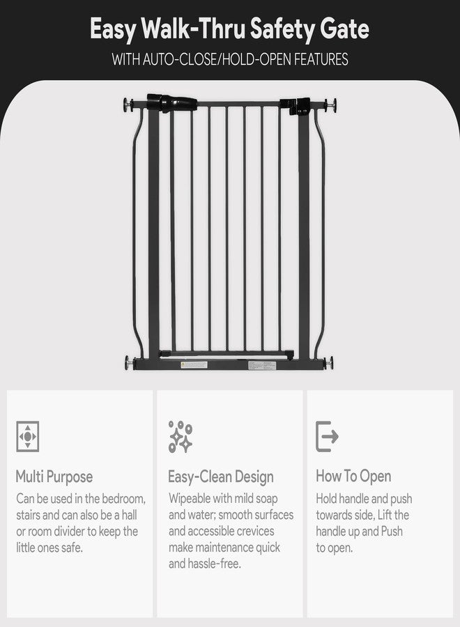 BalanceFrom Easy Walk-Thru Safety Gate for Doorways and Stairways with Auto-Close/Hold-Open Features, 30-Inch Tall, Fits 29.1-33.8 Inch Openings, Graphite - Image 2