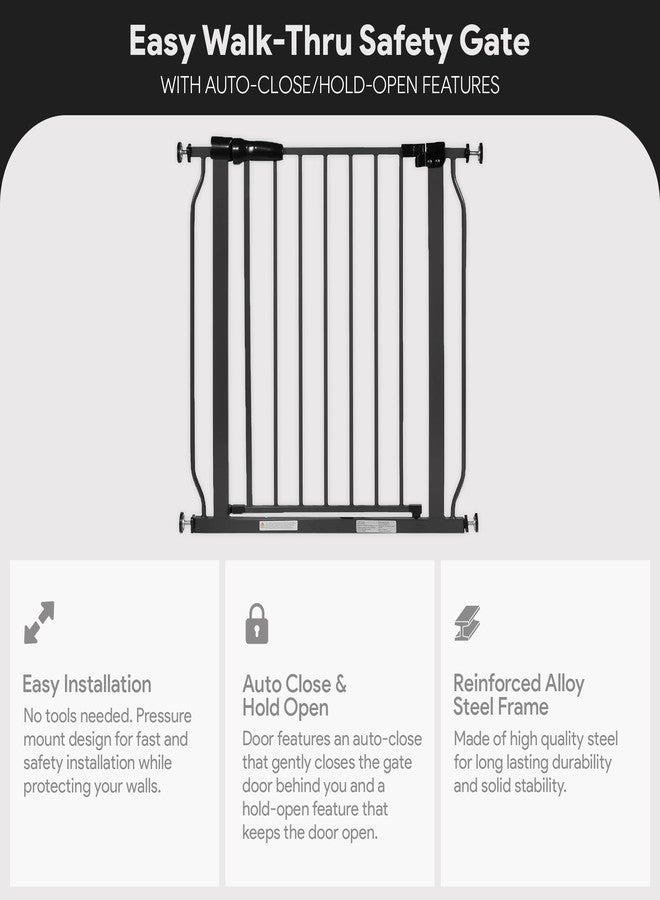 BalanceFrom Easy Walk-Thru Safety Gate for Doorways and Stairways with Auto-Close/Hold-Open Features, 30-Inch Tall, Fits 29.1-33.8 Inch Openings, Graphite - Image 3