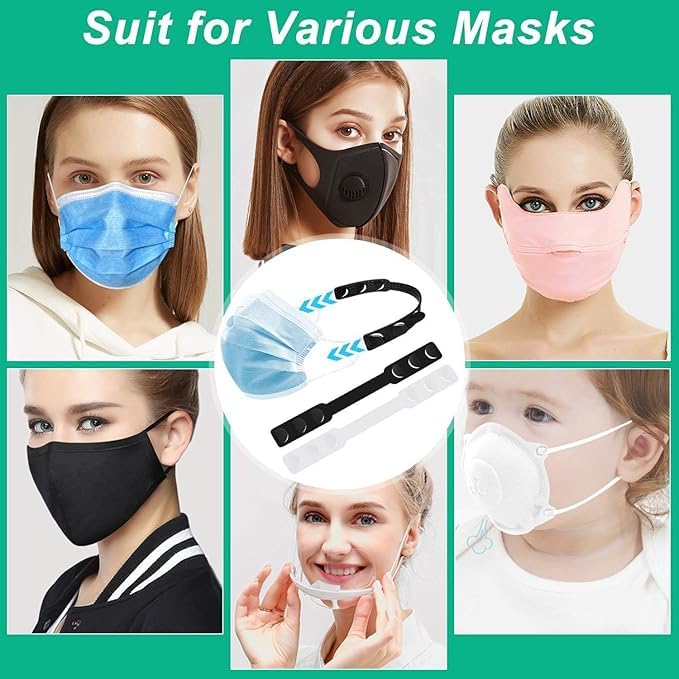 FOXTAIL Mask Extender & Hijab Holder Strap – Pack of 12 Multicolour Ear Savers with 4 Adjustment Slots – Reusable Mask/Hijab Extender for Kids & Adults – Compatible with All Face Masks - Image 4
